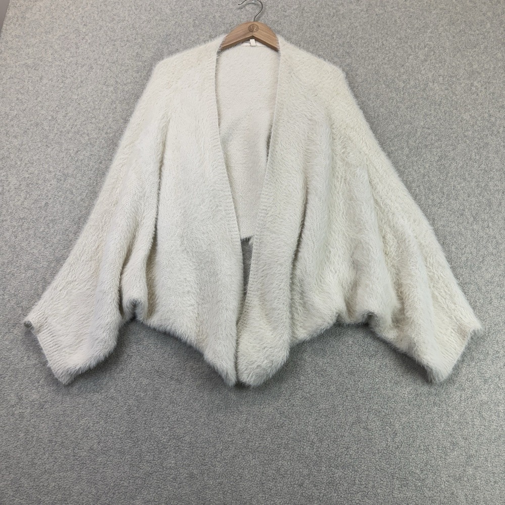 Sleeping On Snow Cardigan Womens One Size Ivory Fuzzy Open Front Cocoon